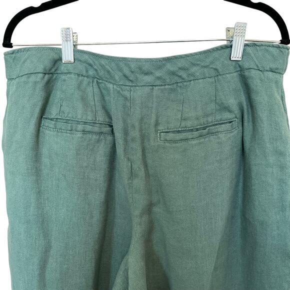 Coldwater Creek Pants Women's Size 14 Green 100% Linen Trouser Work Office Cool - Picture 5 of 13